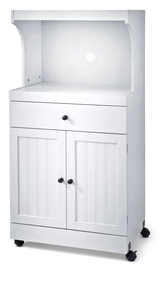 2-Door 1-Drawer Microwave Cart/Stand Kitchen Storage Cabinet With Wheels, White D5R3 - product image 1