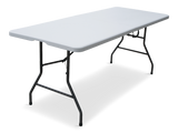 6-ft Portable Indoor/Outdoor Plastic & Metal Folding Table with Handle, White H9Y7 - product image 1