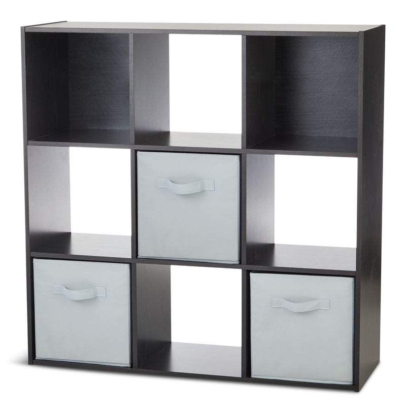 9-Cube Storage Organizer, Bookcase/Bookshelf, Black Oak Finish E6W8