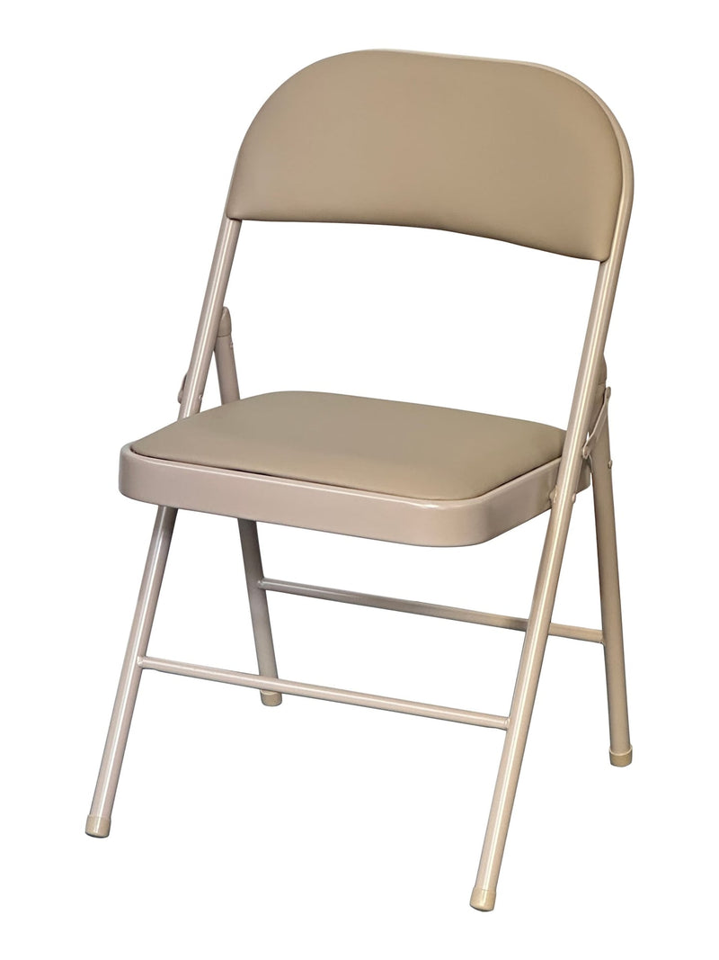 Beige Indoor Padded Vinyl Folding Chair X7D3