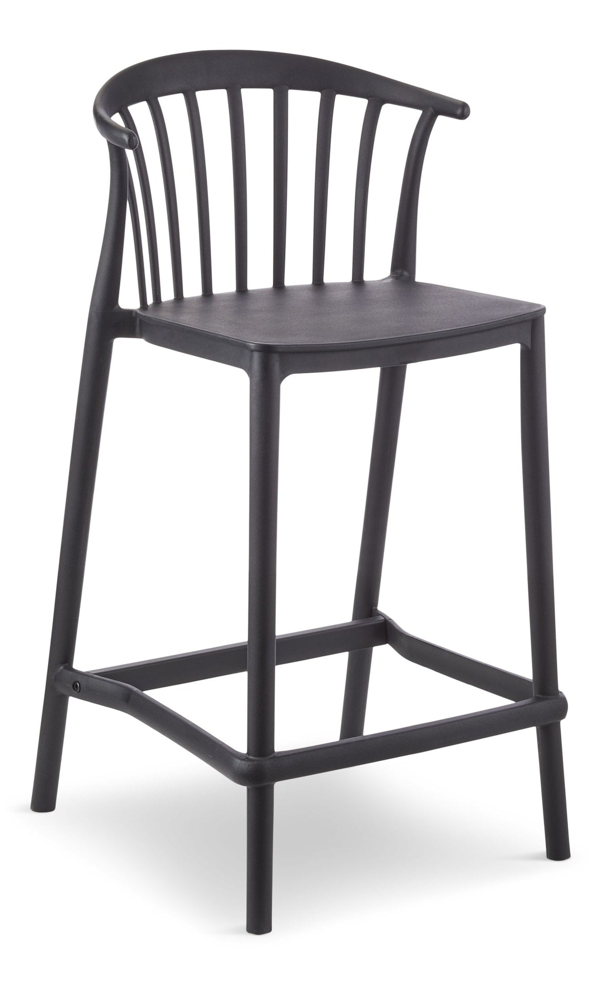 Elevated Plastic Bar Stool with Footrest, Black U2Q9 - product image 1