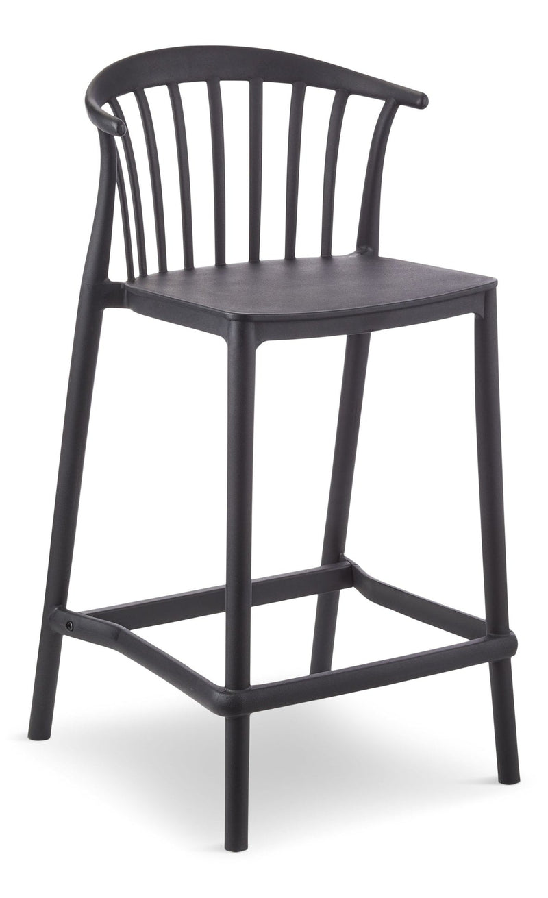 Elevated Plastic Bar Stool with Footrest, Black U2Q9
