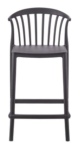Elevated Plastic Bar Stool with Footrest, Black U2Q9 - product image 2