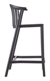 Elevated Plastic Bar Stool with Footrest, Black U2Q9 - product image 3