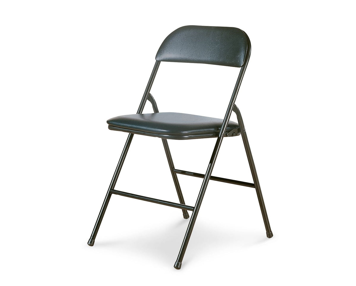 Portable Vinyl Upholstered & Padded Metal Folding Chair, Black S1J9 - product image 1