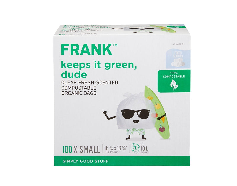 Extra-Small Organic Fresh-Scented Compostable Food Waste Bags, 100-pk, Clear, 10-L H8R0