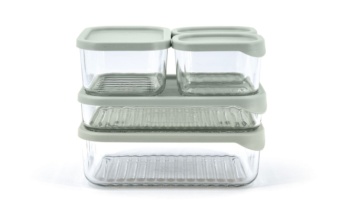 Modular Reusable Glass Fridge Food Storage Container Set with Peel-Off Lid, 5 Count C7Z4 - product image 1