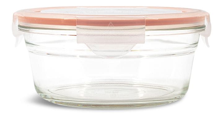 Round Glass Food Storage Container with Leakproof Lid, 850-mL Y9D4