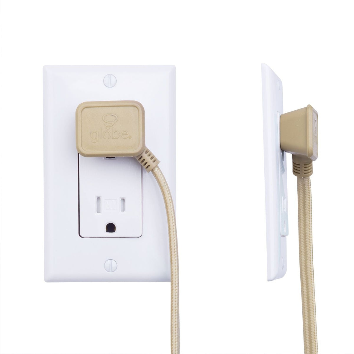 9-ft 16/2 Fabric Extension Cord, Right Angle Plug, 3 Outlets, Gold C8P0 - product image 6