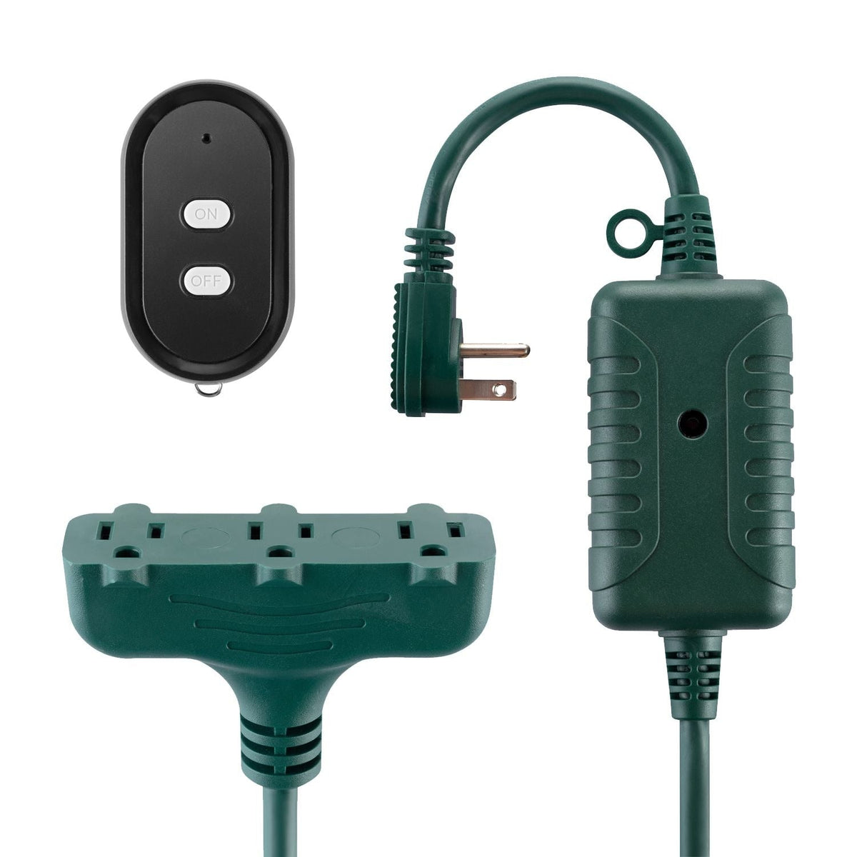 Electric 50-ft 14/3 Outdoor Power Cord with Wireless Remote & 3 Grounded Outlets, Green Q8M9 - product image 1