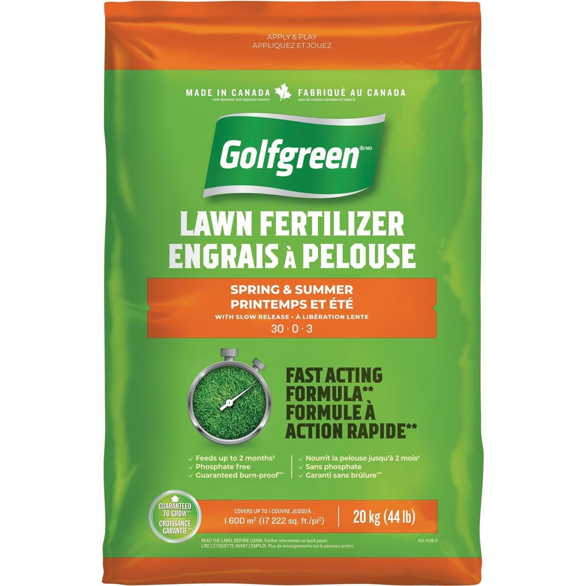Spring & Summer Lawn Fertilizer, 30-0-3, 20-kg V1D9 - product image 1