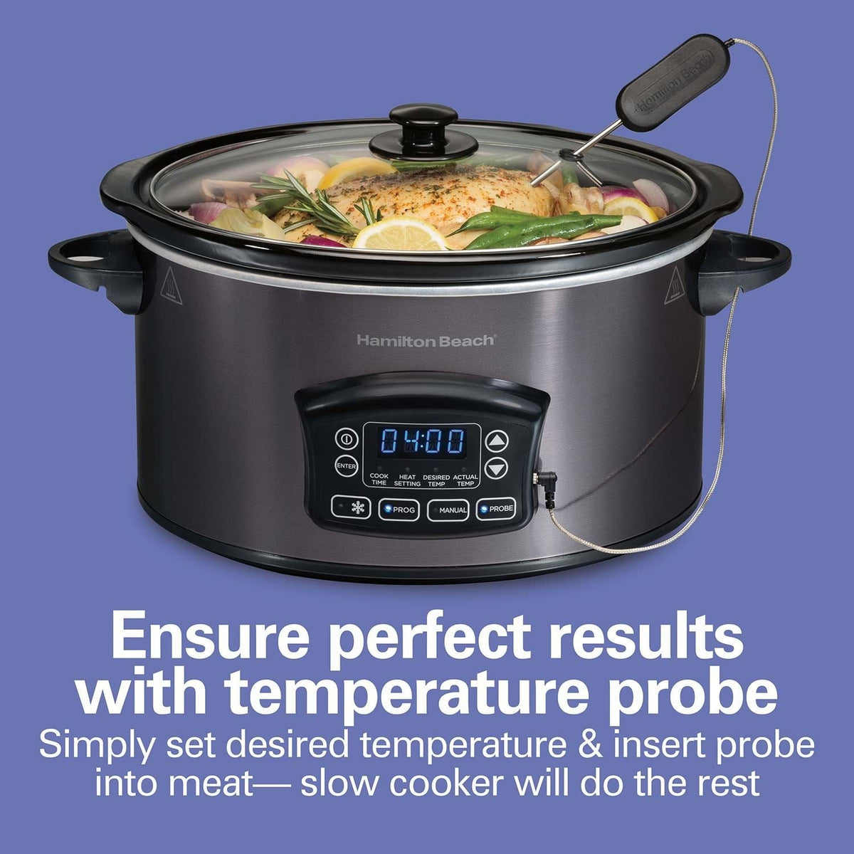 Programmable Defrost Slow Cooker, Black, 6-qt Q1O4 - product image 5