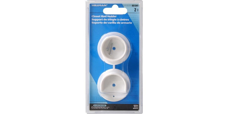 Closet Rod Holder, Mounting Hardware Included, White, 2-pc Q1G2