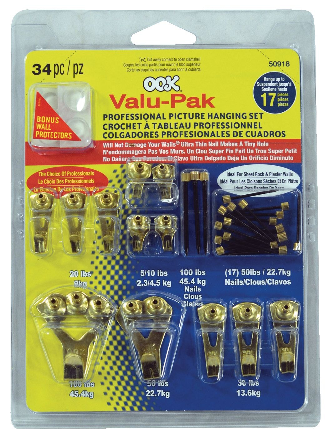 Pro Picture Hanger Kit, Brass Plated, 34-pc U9V2 - product image 1