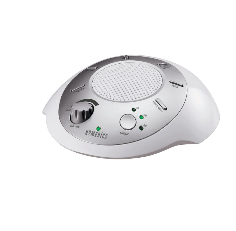 SoundSpa Battery-Operated Portable White Noise Sleep Sound Machine with Auto-Off Timer, White L2R0