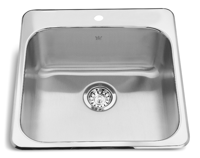 Steel Queen Drop In Single Bowl 1-Hole Kitchen Sink, 20-in x 20.5-in x 8-in, Stainless Steel E1M6