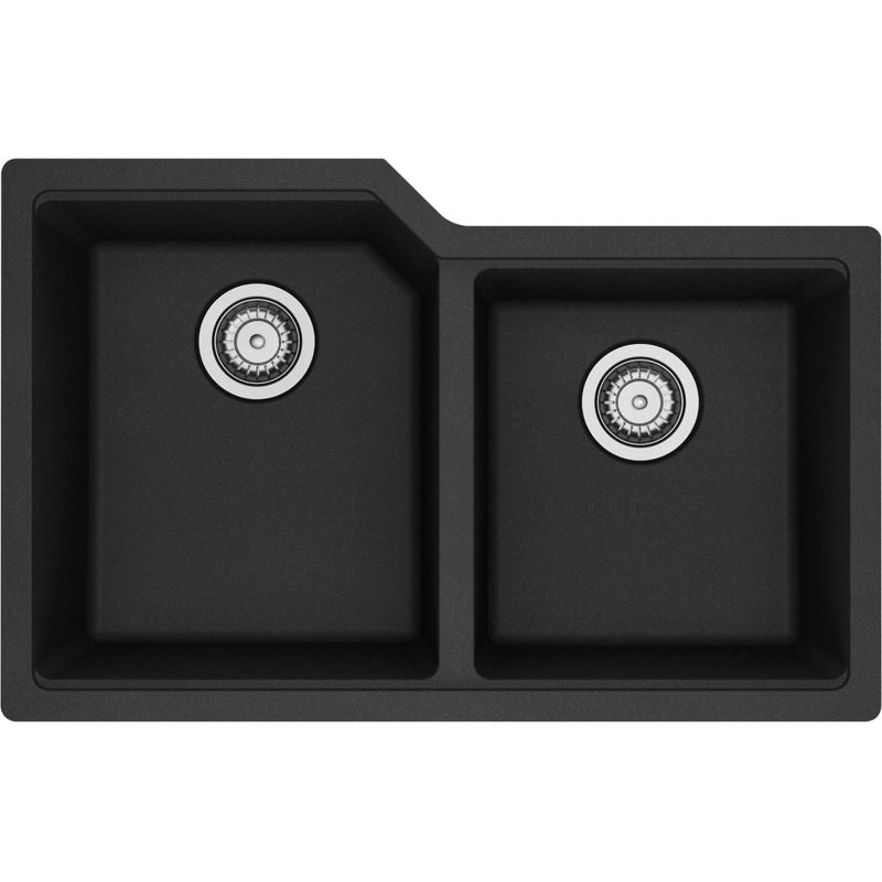 Urban Undermount Granite Double Bowl Kitchen Sink, 30.69-in x 19.69-in x 8.63-in, Onyx L6K9