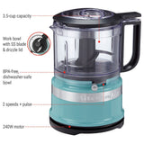 Compact 3.5 Cup Food Chopper/Mini Food Processor with Dishwasher Safe Parts, Aqua Sky S3E3 - product image 4