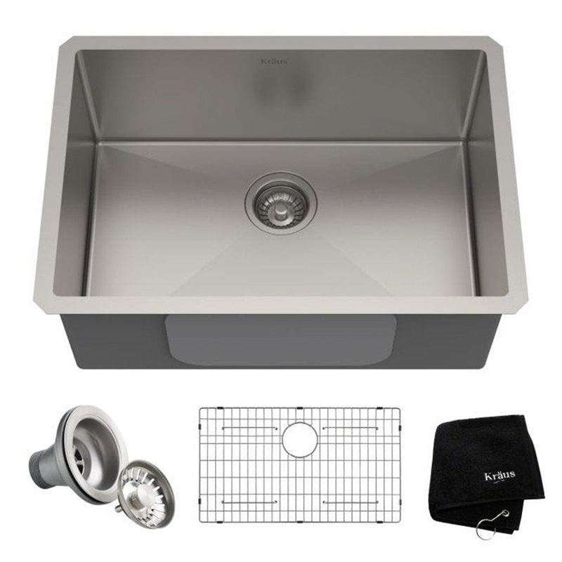 Standard PRO Undermount Stainless Steel Single Bowl Kitchen Sink, 26x18x10-in V8J2