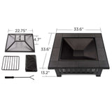 Square Wood Burning Fire Pit in Black, 34-in N5Y4 - product image 5