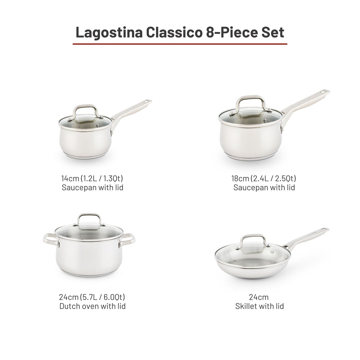 Classico Stainless Steel Cookware Set, 8-pc M2P7 - product image 4
