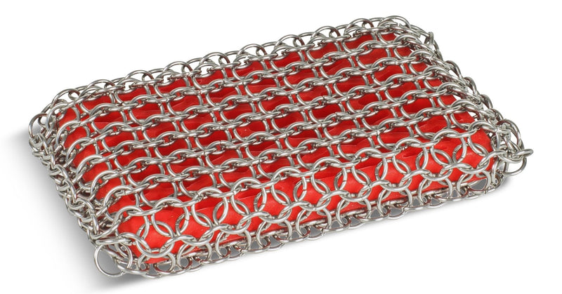Dishwasher-Safe Cast Iron Scrubbing Pad, Red V5J6