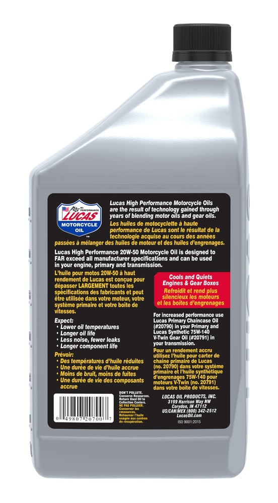SAE 20W-50 High Performance Motorcycle Oil, 946-mL D9A0 - product image 2