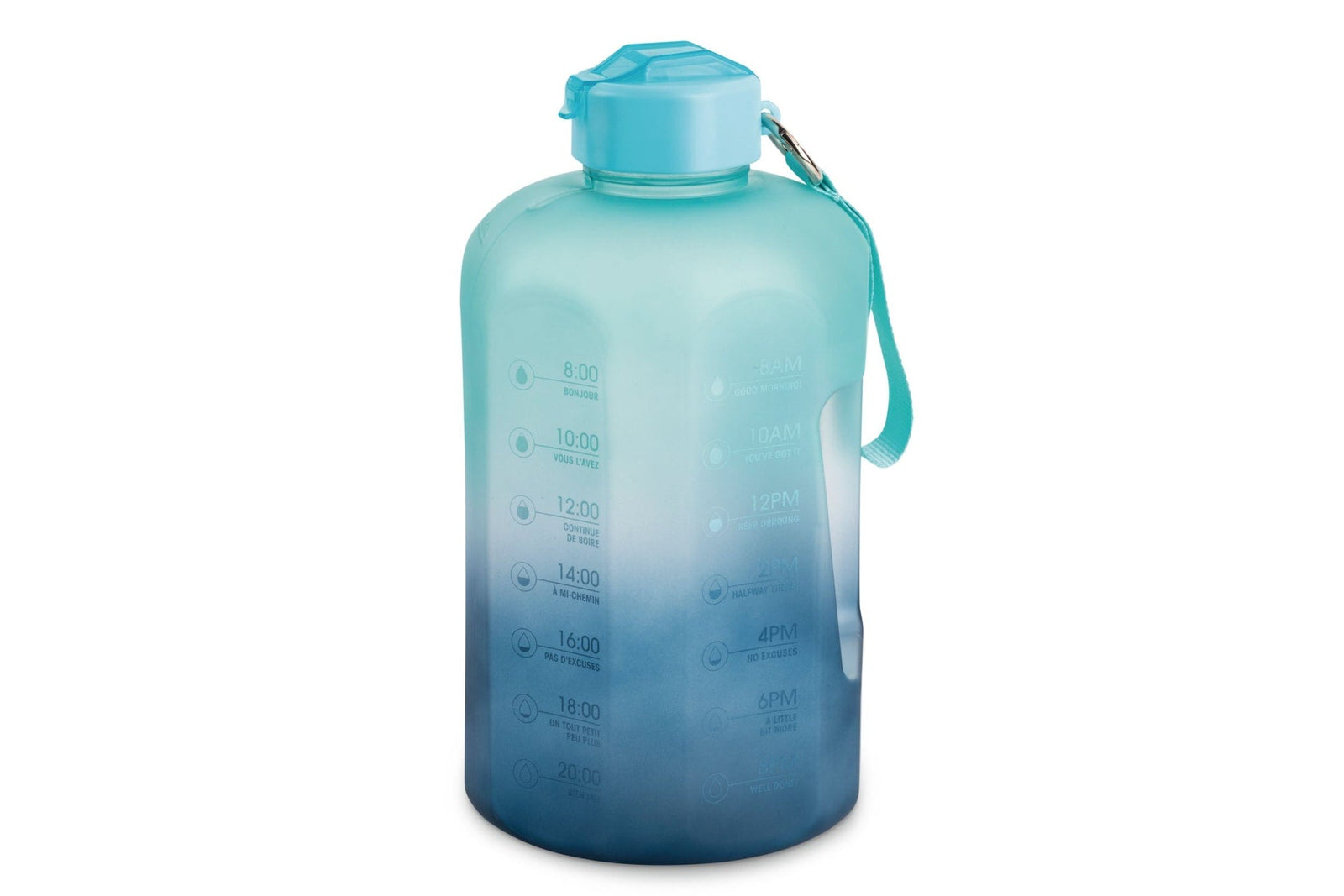 Motivational Water Bottle, 3.7 L, Jumbo-Size, Ombre Blue, with Leakproof Lid Y2F5 - product image 1