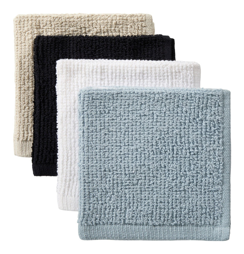 Bar Mop Dish Cloths, Black, Grey & Dusty Blue, 12-in, 8-pk N7B5