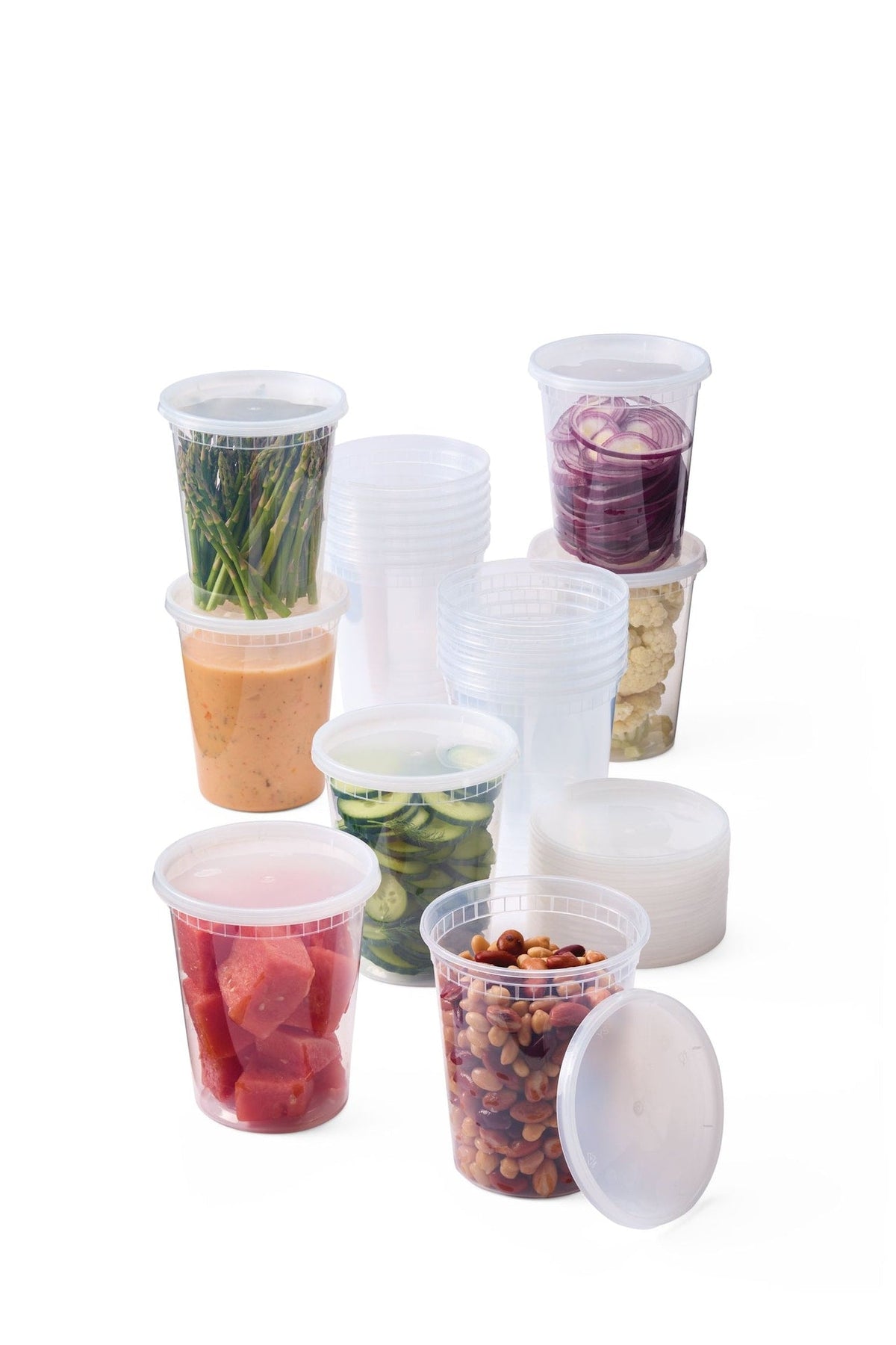 Round Plastic Deli-Style Food Storage Container Set, 32-oz, 40-pc M2D7 - product image 1