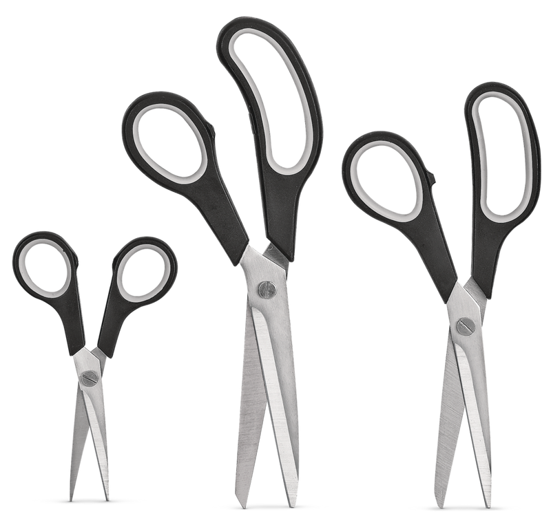 Stainless Steel Scissor Set, Ergonomic Grip, 3-pc O8U7