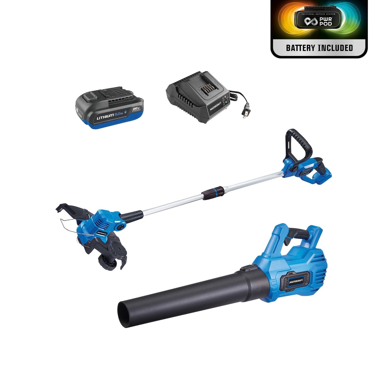 20V Cordless 12" String Trimmer and 370CFM Blower Combo Kit with PWR POD 2 Ah Battery and Charger J7Q6 - product image 2