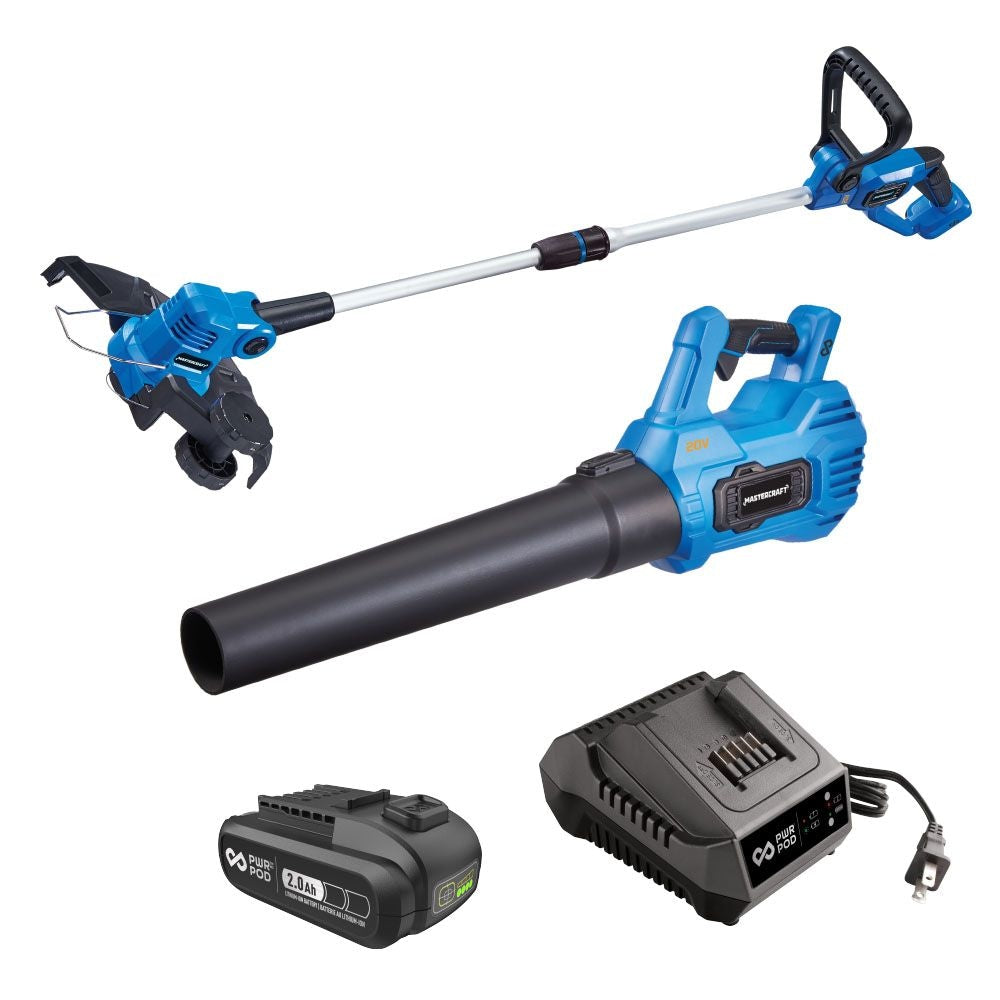 20V Cordless 12" String Trimmer and 370CFM Blower Combo Kit with PWR POD 2 Ah Battery and Charger D3W9 - product image 4