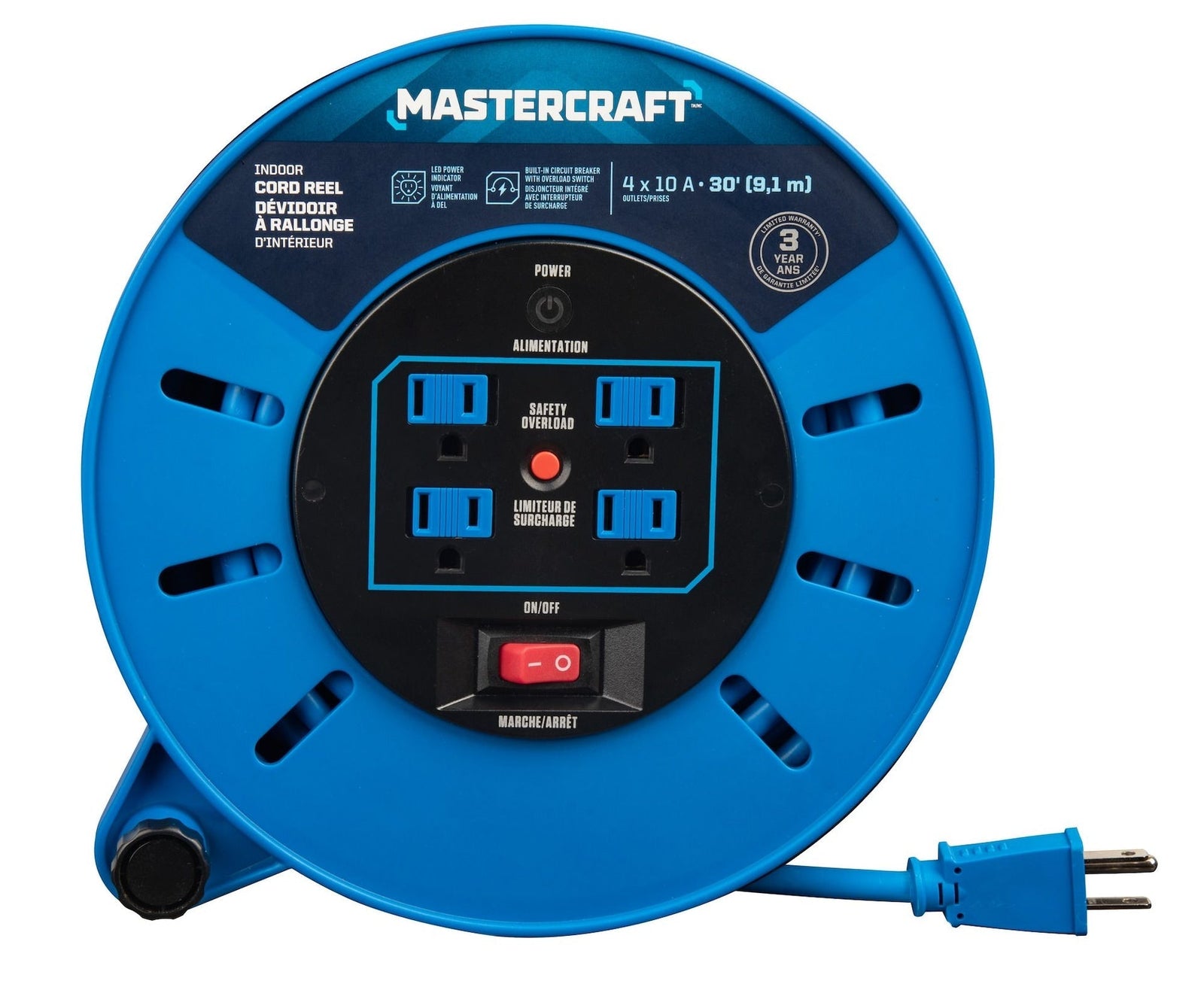 30-ft 10A Retractable Extension Cord Reel E6U9 - product image 2