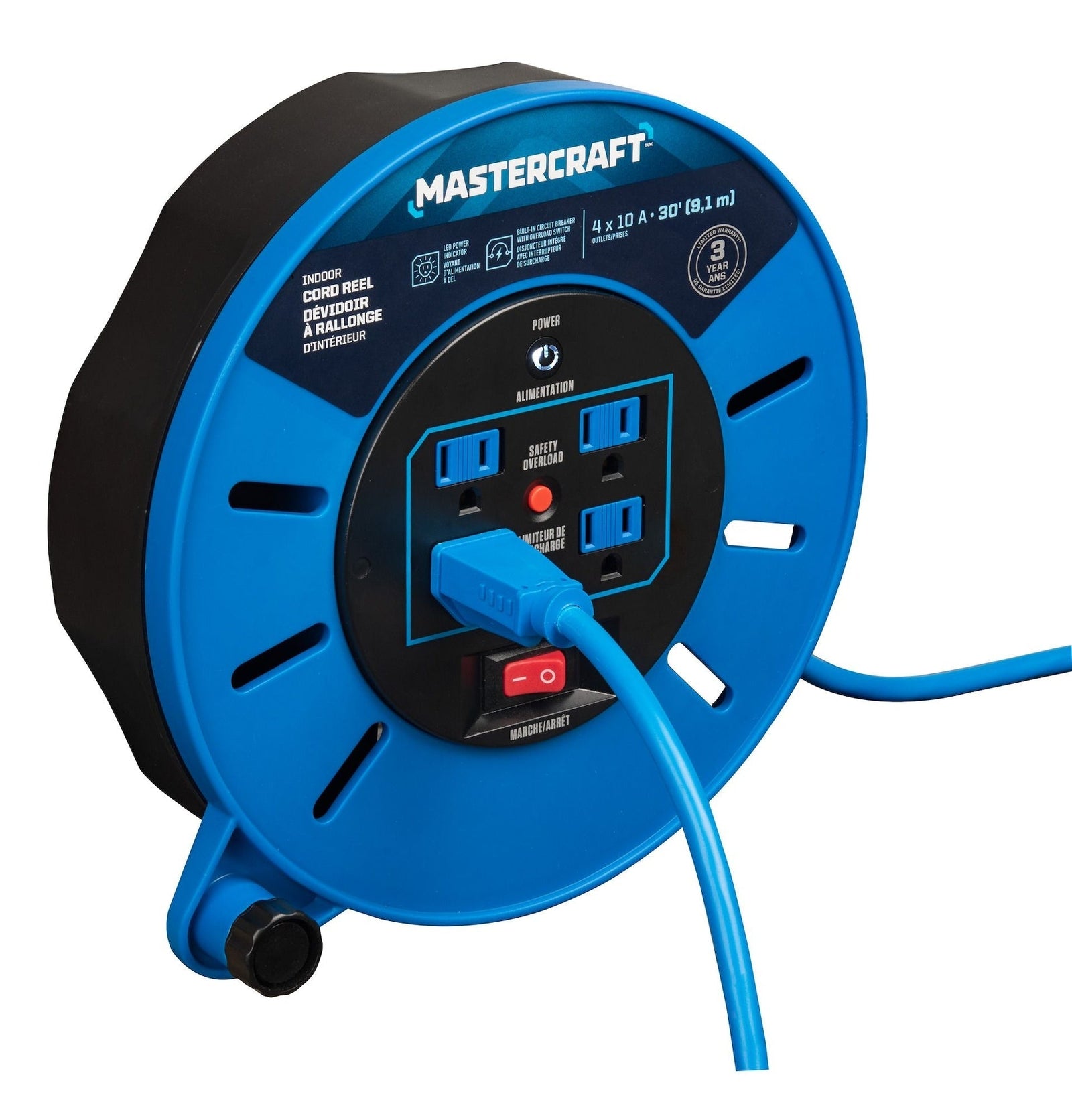 30-ft 10A Retractable Extension Cord Reel E6U9 - product image 4