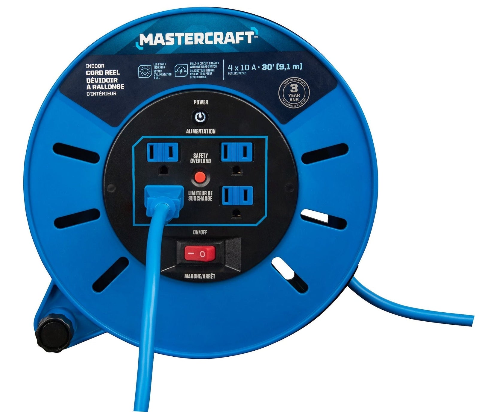 30-ft 10A Retractable Extension Cord Reel E6U9 - product image 6
