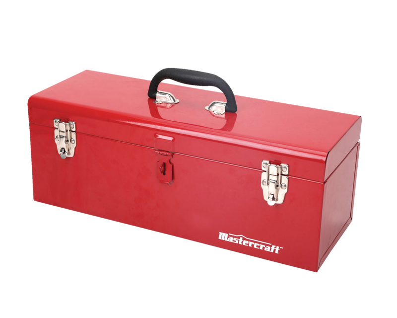 Portable Metal Hip Roof Tool Box with Removable Tray, 19-in, Red F6K1
