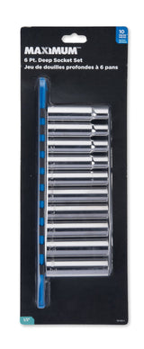 1/2-in Drive 6 Pt. Deep Socket Set, Metric, Nickel-Chrome Plating, 10-pc T3U5 - product image 2