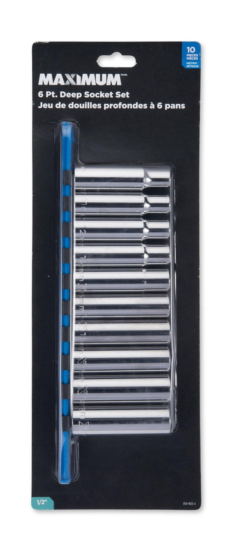 1/2-in Drive 6 Pt. Deep Socket Set, Metric, Nickel-Chrome Plating, 10-pc T3U5 - product image 2