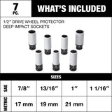 1/2-in Drive Wheel Protector Deep Impact Socket Set, 7-pc G5W8 - product image 2