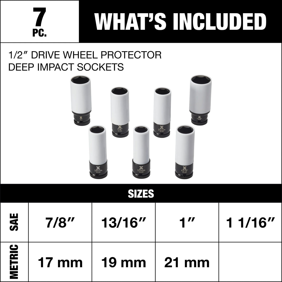 1/2-in Drive Wheel Protector Deep Impact Socket Set, 7-pc G5W8 - product image 2