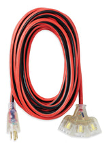 25-ft 14/3 Outdoor Extension Cord with 3 Grounded Outlets, Lighted End and Locking Connector, Hi-Visibility L9T8 - product image 1