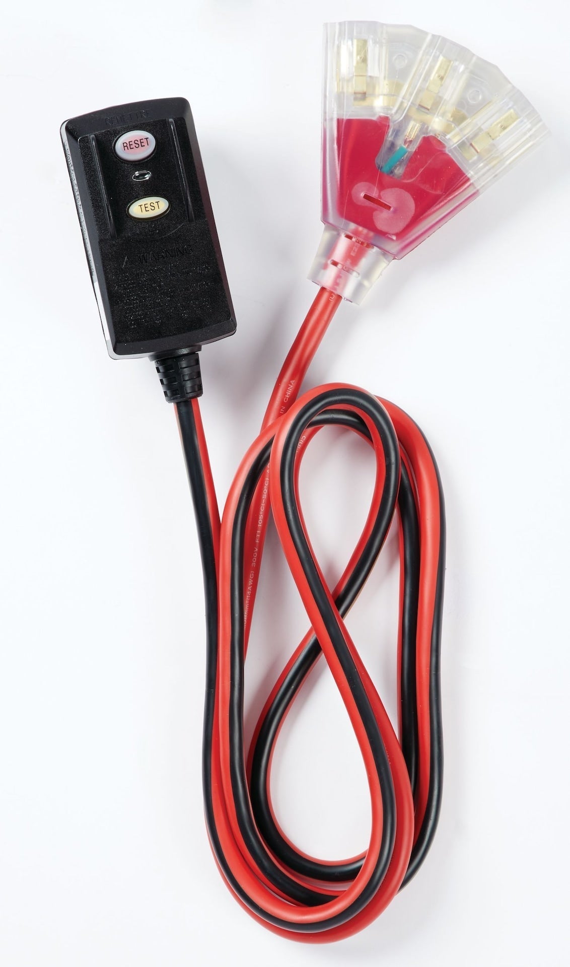 6-ft 14/3 Outdoor GFCI Extension Cord with 3 Grounded Outlets, Lighted End, Block/Red I7P5 - product image 2