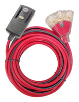 6-ft 14/3 Outdoor GFCI Extension Cord with 3 Grounded Outlets, Lighted End, Block/Red I7P5 - product image 3