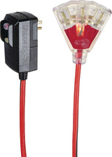 6-ft 14/3 Outdoor GFCI Extension Cord with 3 Grounded Outlets, Lighted End, Block/Red I7P5 - product image 5