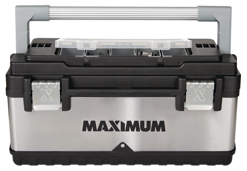 Portable Plastic & Metal Tool Box with Removable Tray & Organizer, Black, 20-in U5Z4 - product image 2