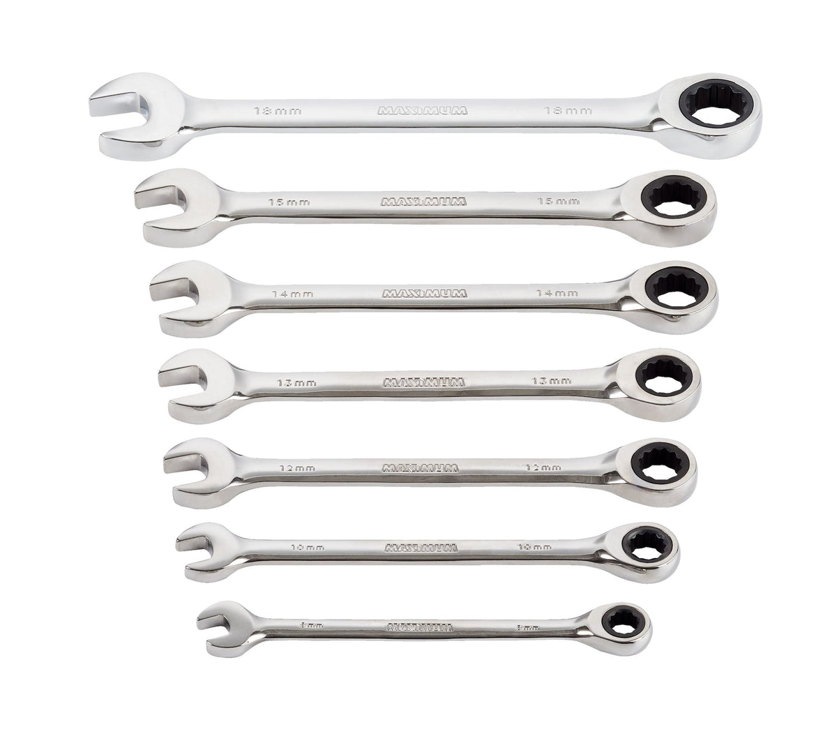 Ratcheting Wrench Set, Metric, Nickel-Chrome Plating, 7-pc A4T6 - product image 1