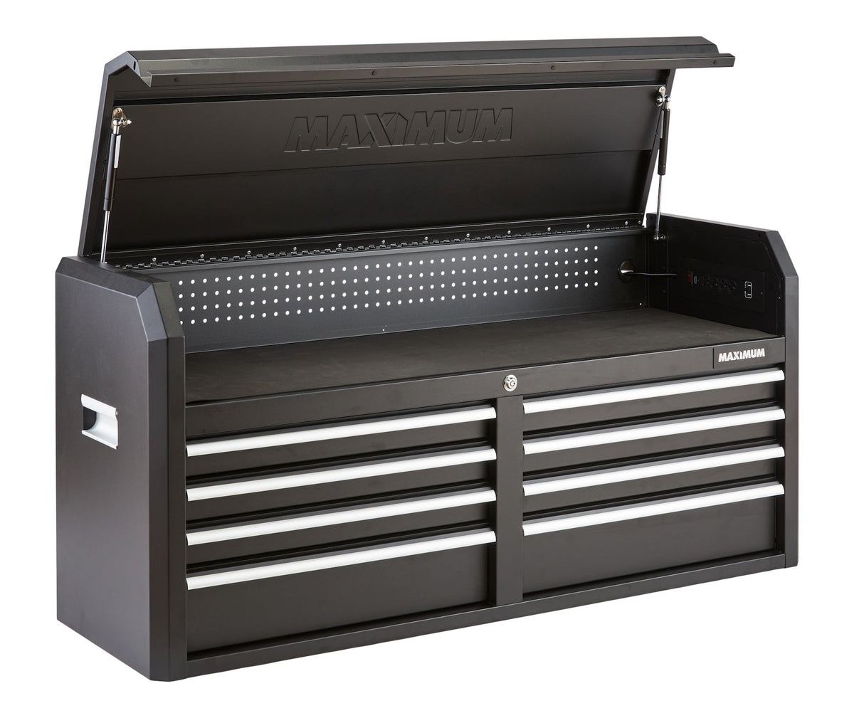 Tool Storage Chest, Built-In Power Bar with USB, 8-Drawer, 56-in, Matte Black Y7Z9 - product image 1