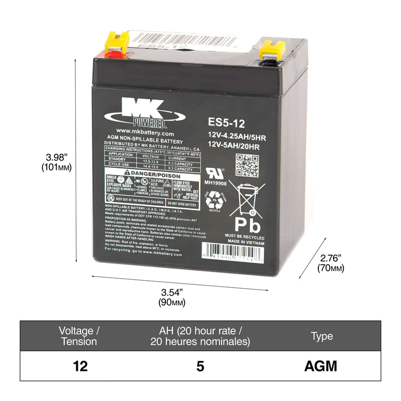 Battery 12-Volt 5 Ah SLA Battery, F2 Terminal C0P2