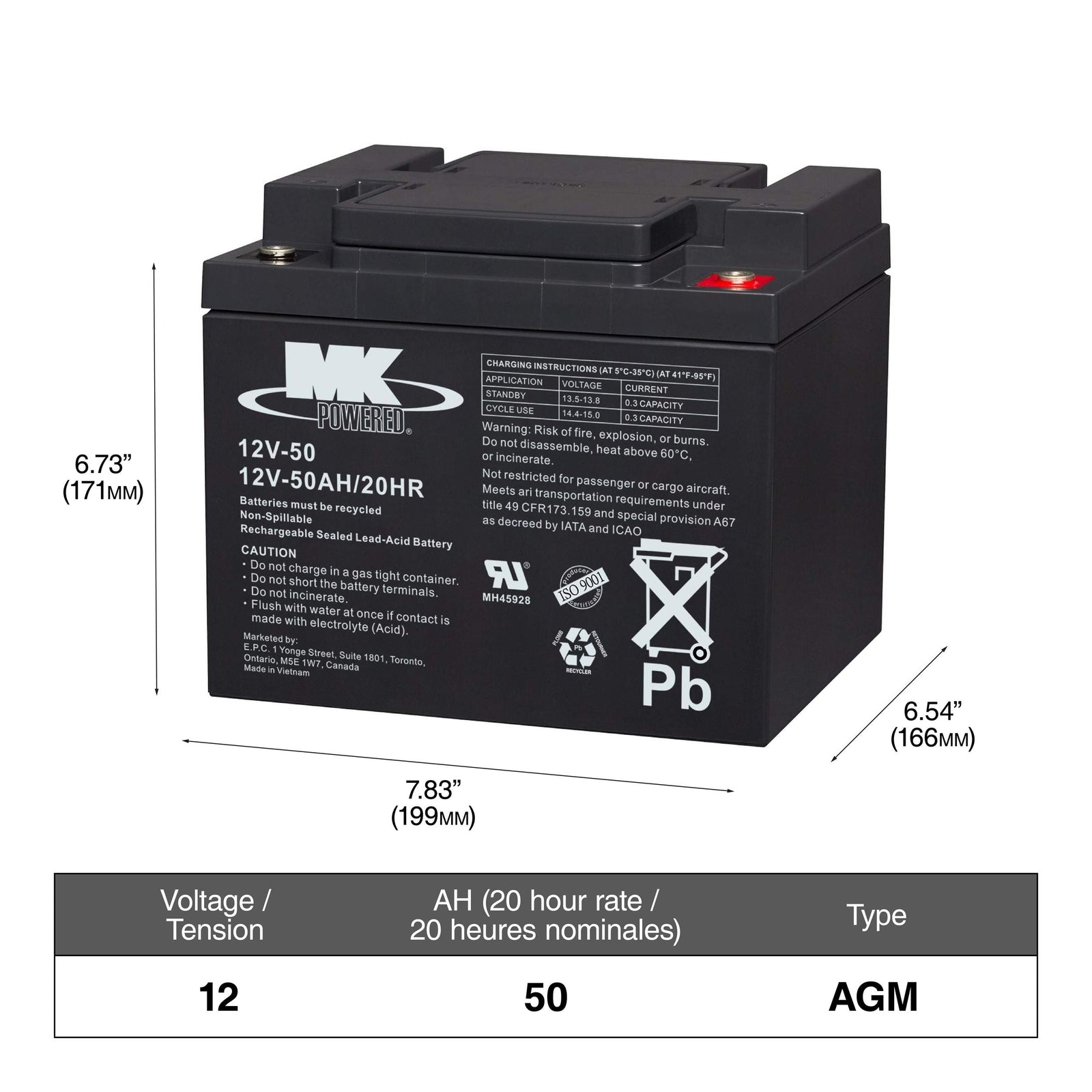 Battery 12-Volt 50 Ah SLA Battery C3D0 - product image 1